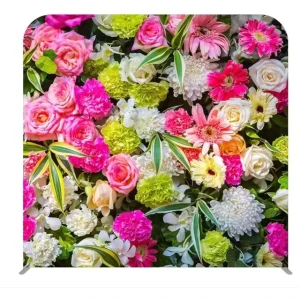 8x8ft Photo Booth Pillowcase Backdrop Flower Tension Aluminum Frame Fabric Tube Display with Dye-Sublimation Printing
