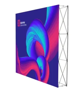 8x8ft Portable LED Backlit Banner Wall Display Aluminum Pop-Up Frame LED Lights Polyester Fabric Backdrop