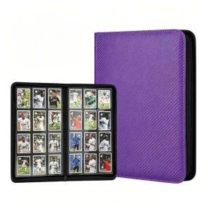 9-Pocket PU Leather Business Card Binder with Zipper and 360-Card Capacity