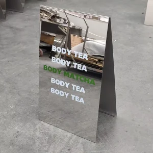 90x60cm Mirror A-Frame Metal Sidewalk Sign for Outdoor Shop Advertising