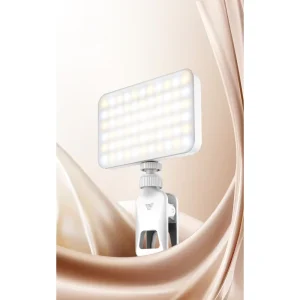 91-Bead LED Clip-On Fill Light with Adjustable Color Temperature and Brightness, Multi-Angle Rotation, Rechargeable