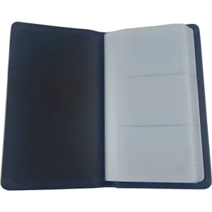 96-Card Business Card Organizer Book with Embossed Logo PVC and PU Leather Cover