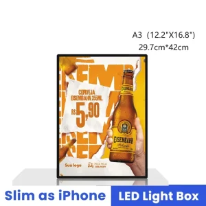 A2 A3 A4 Aluminum LED Advertising Light Box with Remote Control, Freestanding or Wall-Mounted