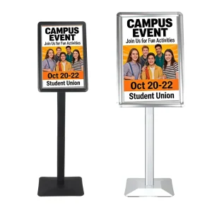 A3 A4 Aluminum Alloy Floor-Standing Rotatable Portable Pedestal Sign Holder, 3 Pack