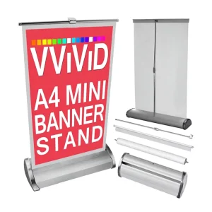 A3 A4 Aluminum Lightweight Mini Roll up Display Banner Stand for Advertising and Office Use Easy Install & Carry