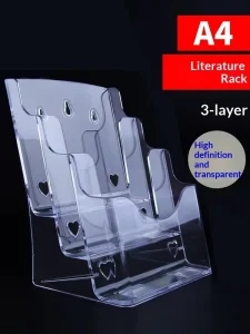 A4 A5 Plastic Transparent Multi Layer Desktop Display Rack for Office Use Vertical Design with Bookshelf Magazine Storage