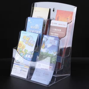 A4 Acrylic Transparent Desktop Display Stand Single-Page Rack for Flyers Brochures Magazines Newspapers and Catalogs