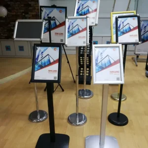 A4 Aluminum Floor Pedestal Menu and Poster Stand with Plastic Base