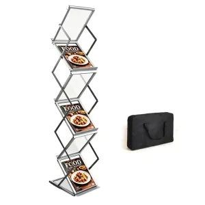 A4 Aluminum Foldable Portable Magazine Brochure Rack
