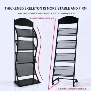 A4 Exhibition Storage Foldable Data Display Stand Floor Magazine Rack Standing Newspaper Promotional Display Stand