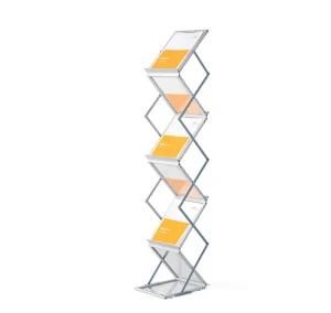 A4 Floor Standing Foldable Acrylic Metal Magazine Display Rack Metal Magazine Brochure Holder