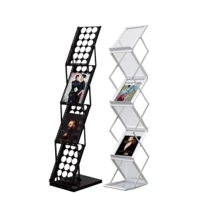 A4 Foldable Magazine and File Display Stand Shelf with Black Carry Bag or Carry Box
