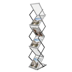 A4 Foldable Portable Aluminum Alloy Freestanding Magazine and Brochure Rack