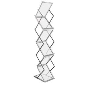 A4 Foldable Portable Aluminum Magazine and Brochure Rack for Offices and Exhibitions