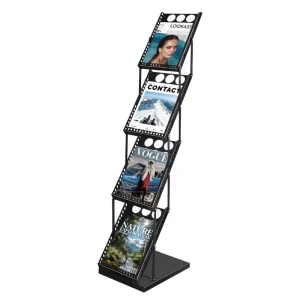 A4 Iron Foldable Portable Lightweight Brochure Rack Magazine Catalog and Literature Display Stand for Office and Exhibition