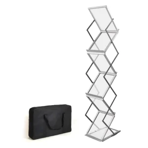 A4 Modern Aluminum Foldable Portable Magazine Rack Brochure Rack Catalog Stand Display Holder for Office and Exhibition
