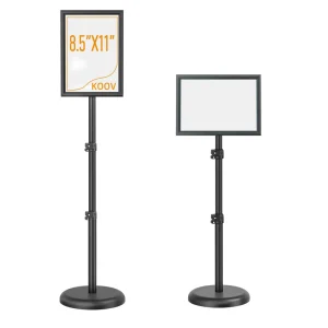 A4 Rotating Portable Retractable Floor Poster Stand, T-Shaped Clip Frame, Iron Water Base