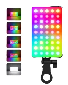 AB-MJ40 High-Brightness Beads Colorful RGB LED Fill Light IP33 Rated Dimmable for Vlog Live Selfie Photography Video Lighting