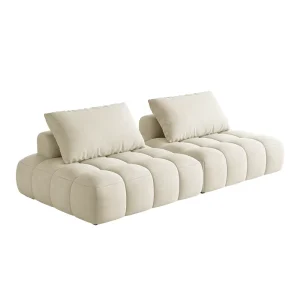 AOMISI CASA High Quality Puff Sofa Nordic Cream Style Fabric Upholstered Leather Sofa Modern Living Room Module Sofa Set