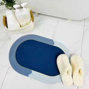 Absorbent Crystal Velvet Bathroom Rug with Rubber Non-Slip Backing