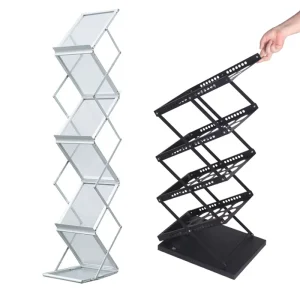 Acrylic Aluminum A4 Brochure Holder Portable Foldable Literature Rack for Trade Show Magazine Rack Catalogue Stand