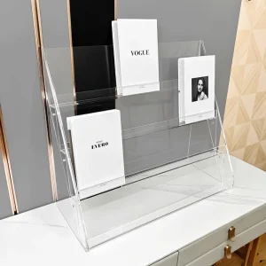 Acrylic Book Display Stand Transparent Book Display Rack Tiered Storage Rack for Supermarkets and Stationery Stores