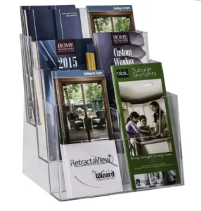Acrylic Brochure Display Holder Desktop or Wall Mount Leaflet Rack Tabletop Multiple Pamphlet Stand
