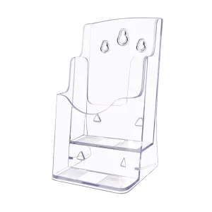 Acrylic Brochure Holder 4-Inch Wide 2 Tier Clear Literature Holder Acrylic Pamphlet Holder Multi Pocket Brochure Display Stand