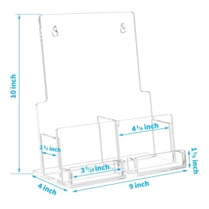Acrylic Brochure Holder 8.5*11 Inches Clear Brochure Display Stand with Acrylic Business Card Holder Plastic Flyer Display