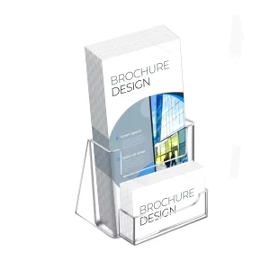 Acrylic Brochure Holder With Business Card Holder Wide Pamphlet Stand for Table Rack Card Display