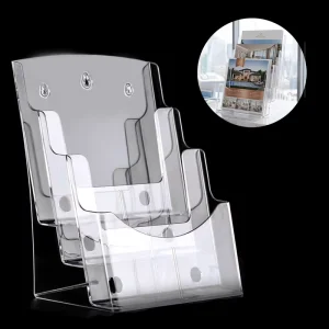 Acrylic Brochure Holder and Display Stand for Wall Mount or Countertop