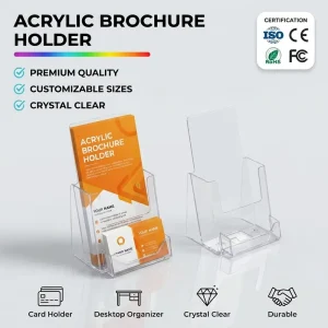 Acrylic Brochure Holder with Business Card Holder Clear Display Stand Table Stand Sign Holder Pamphlet Holder Flyer Holder