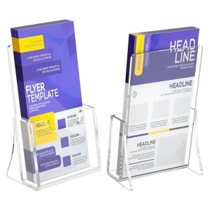 Acrylic Brochure Holder with Business Card Holder Wide Pamphlet Stand for Table Rack Card Display