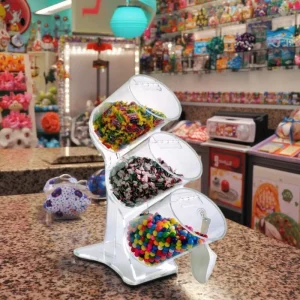 Acrylic Candy Bin Rack with Polished Surface and Scoop for Retail Display