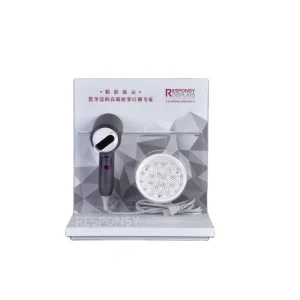Acrylic Countertop Hair Dryer Display Stand with Illuminated Backboard