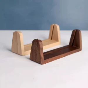 Acrylic Display Stand with Solid Wood Base, Menu Holder, and Advertising Card Holder