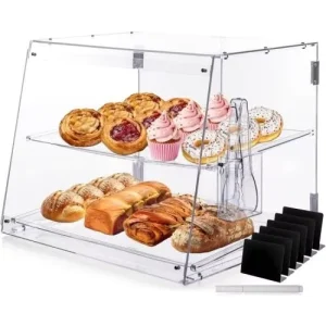 Acrylic Dustproof Double-Layer Bread and Cake Display Cabinet with Trays