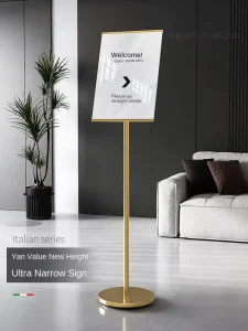 Acrylic Floor-Standing Vertical Directional Sign Minimalist Modern Commercial Wayfinding Display Stand