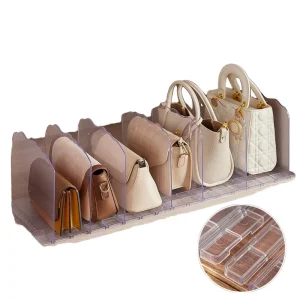 Acrylic Handbag Display Storage Rack with 6 Bases and 8 Separator Dividers
