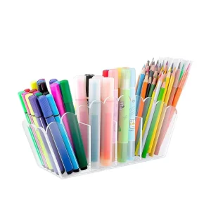 Acrylic High Transparency Multi grid Lace Storage Rack Pencil Crayon Stationery Student Desktop Organizer Display Box Easy