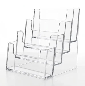 Acrylic Literature Display Stand 4-Tier Clear Brochure Holder Desktop Tabletop Pamphlet Rack for Business