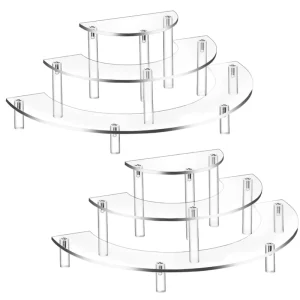 Acrylic Multi-Layer Curved Display Rack for Cakes, Jewelry, Cosmetics, and Figurines