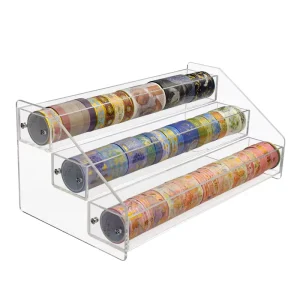 Acrylic Multi-Layer Display Rack for Paper Tape and Rubber Box Storage, 31 cm Long