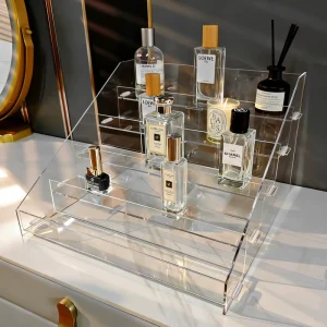 Acrylic Multi-Tier Display Rack for Cosmetics Beverages Convenience Stores and Supermarkets