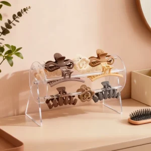 Acrylic Rotatable Hairpin Hair Accessory Storage Rack Organizer Stand for Retail Jewelry Display and Home Vanity