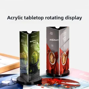 Acrylic Three-Sided Rotating A4 Sign and Menu Display Stand, Transparent or Black