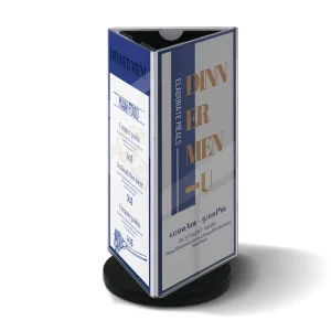 Acrylic Three-Sided Rotating Display Stand for A4/A5 Menus and Price Lists, Pre-Assembled