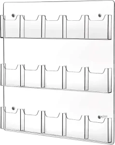Acrylic Tri-Fold Brochure Holder Wall Mount Pocket Leaflet Literature Menu Rack