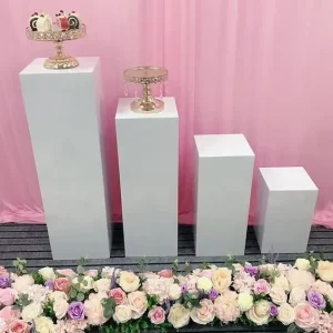 Acrylic White Square Pillar Wedding Birthday Party Decorative Columns White Square Acrylic Stand
