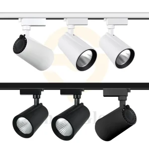 Adjustable Aluminum COB LED Track Light 2 Wire 1 Phase Adapter Track Rail System Surface Mount 3CCT